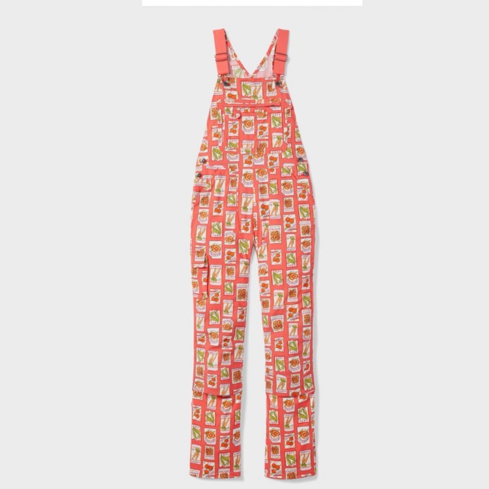 NWT Duluth 1X x31L Heirloom Gardening Bib Overalls Coral Seed Packets Farm Bibs - Picture 7 of 8